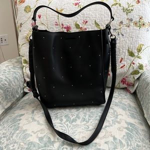 Beautiful allsaints kathi cross body tote bag. Black with small silver studs